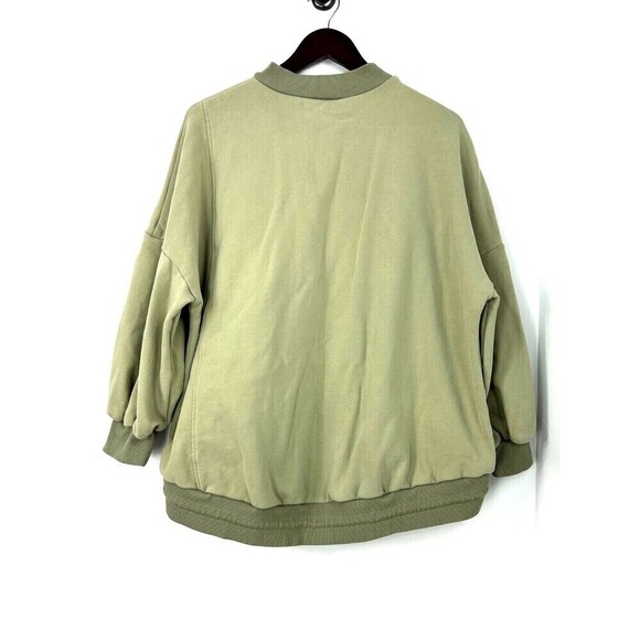 Nap Loungewear Drawstring Hem Cotton Sweatshirt Olive Green M Slouchy Oversize T - Picture 5 of 12